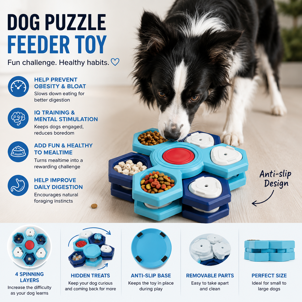 Ella's Hexagonal Treat Puzzle Toy for Dogs